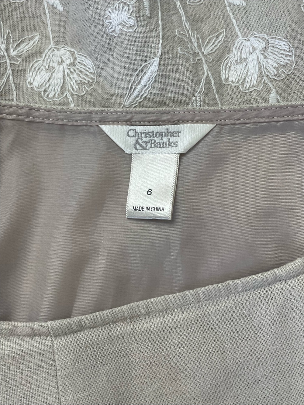 Christopher & Banks Linen Blend Embroidered Floral Midi Skirt Cottagecore Boho - Picture 8 of 10